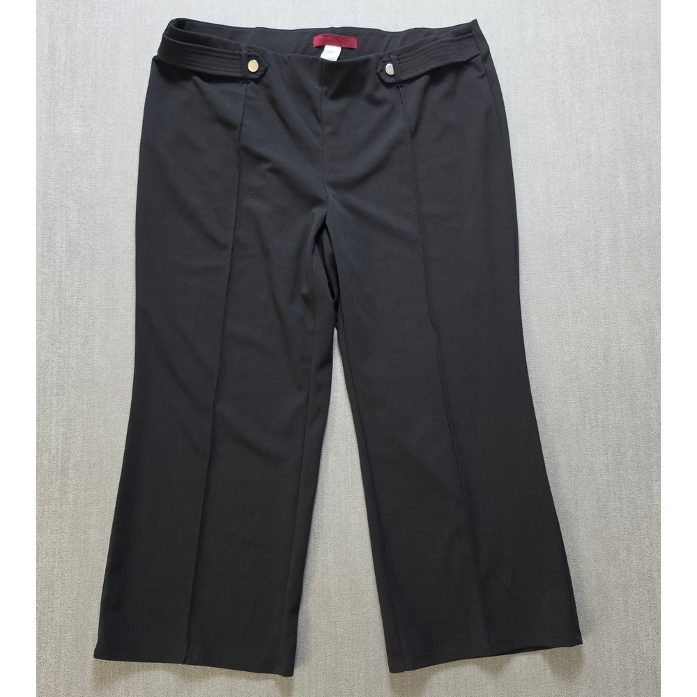 Love Scarlett Dress Pants Women 2X Black Wide Leg Side Tab Button Crease